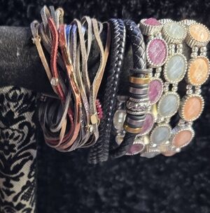 Multicolor Beaded and Leather Women's Bracelet Set
